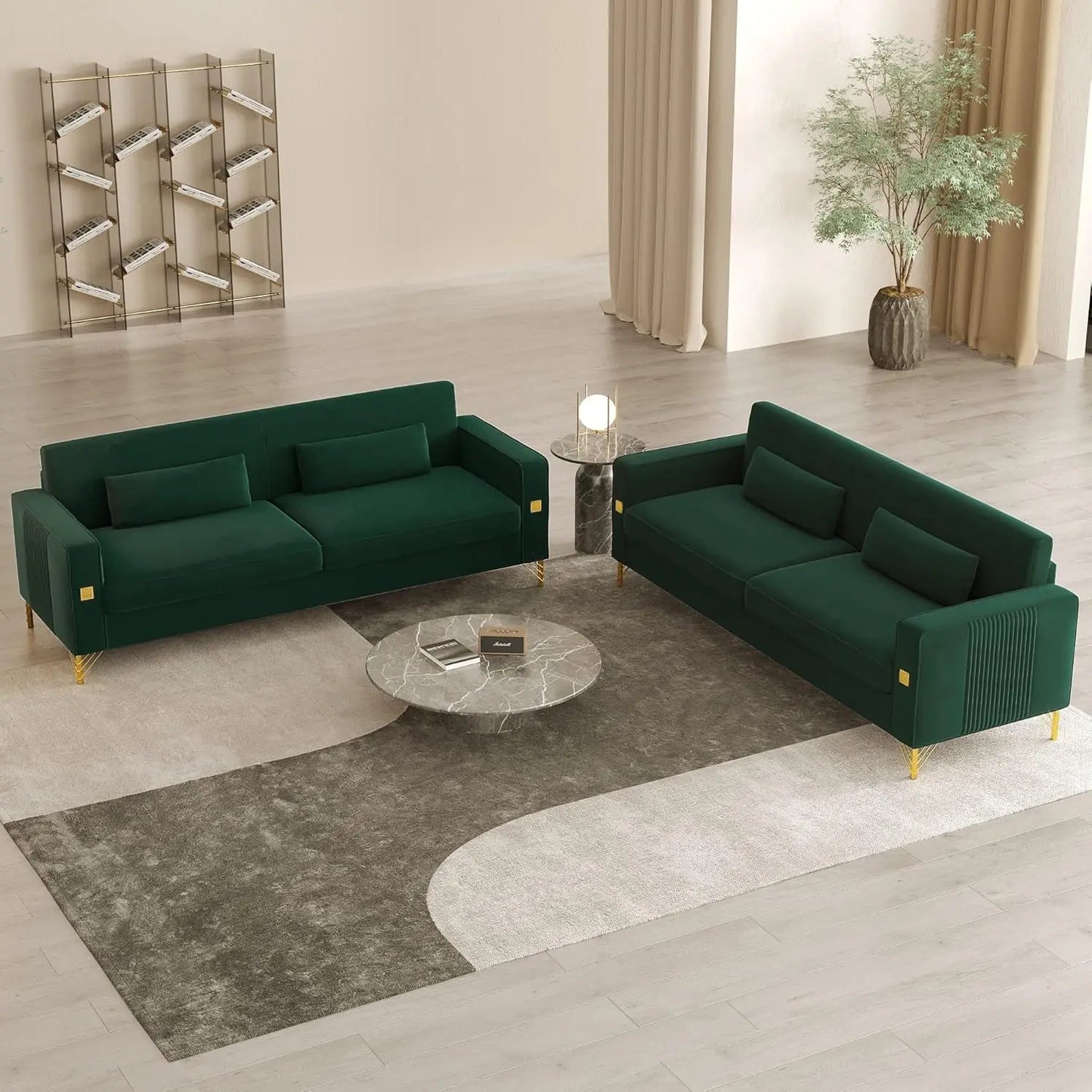 85.63" Velvet Sofa,Modern Loveseat Couch with Pillows Set of 2 for Living Room,Bedroom  6 different colors
