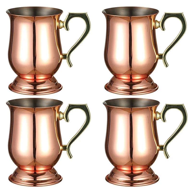 4PCS 550ml 18 Ounces Hammered Copper Plated  Moscow Mule Mug