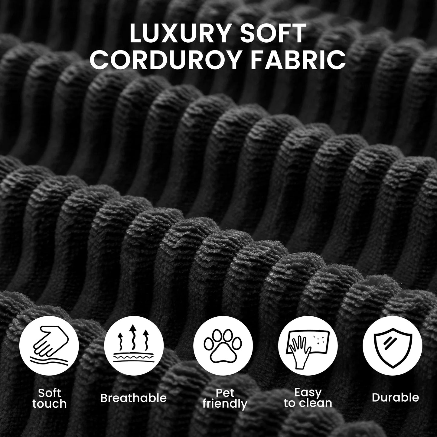 79" Convertible Sofa Bed with Fixed-Shape Frame & Removable Armrests, Modular Corduroy