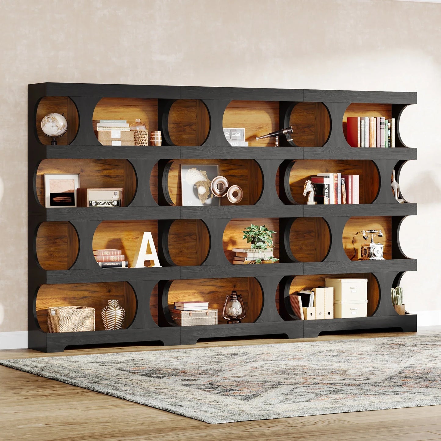 Tribesigns 71" Tall Bookcase, 4-Tier S-Shaped Bookshelf, Wood Modern Freestanding Display Shelves
