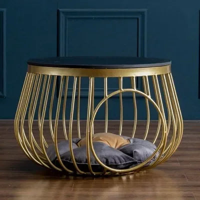 Creative Nordic Iron Tea Table Round Coffee Table for Living Room Cat House Bed