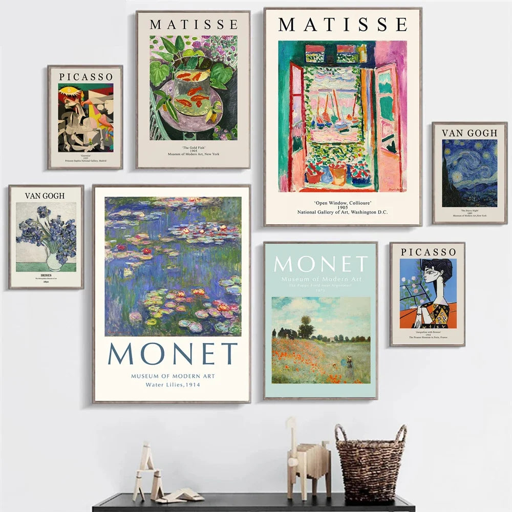 Vintage Famous Van Gogh Monet Matisse Picasso Prints