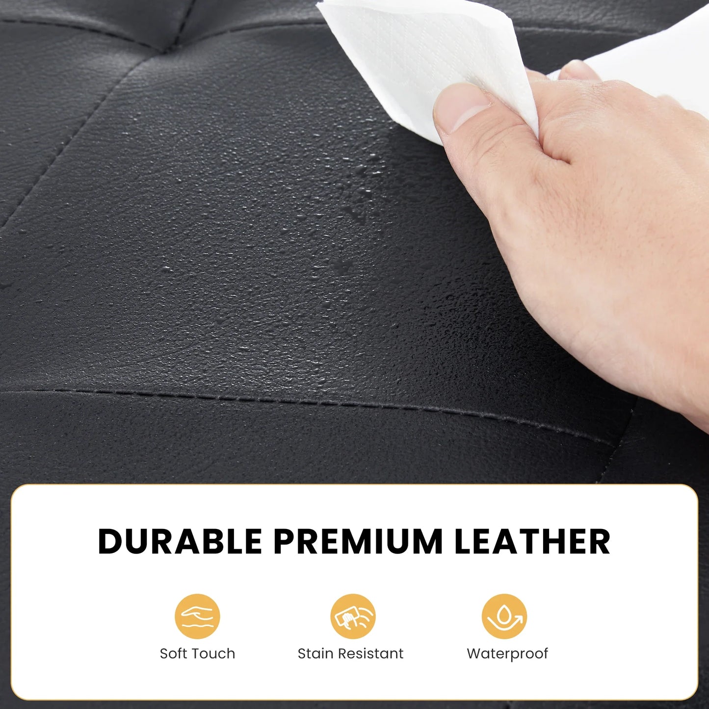 JHK 43 Inches Leather Folding Ottoman Storage Footstool For Living Room