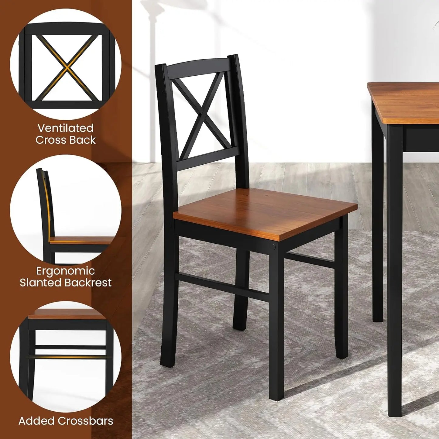 5-Piece Dining Table Set for 4, Rectangular Kitchen Table & 4 Chairs