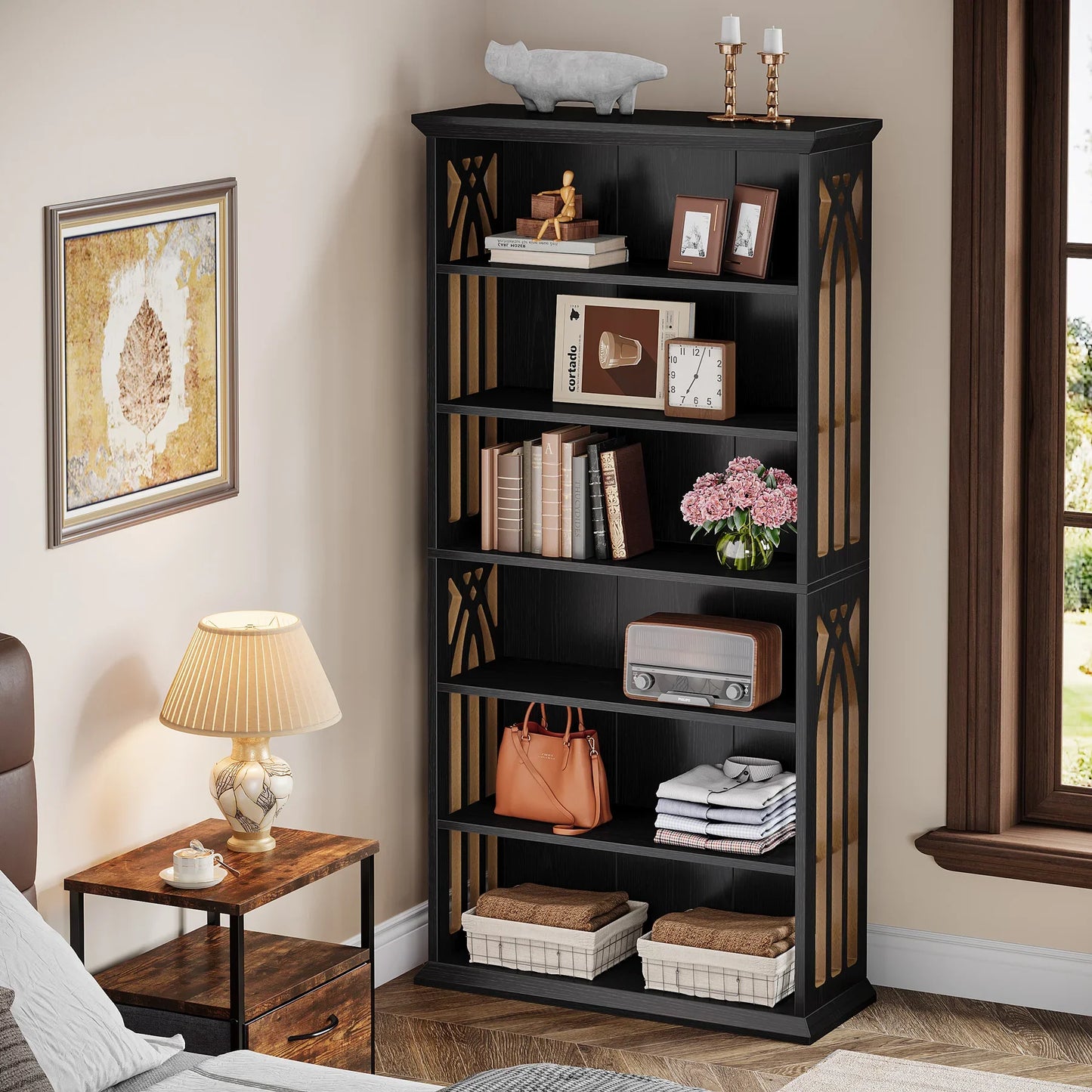 Tribesigns 6-Tier Bookshelf, 75-Inch Tall Bookcase,  Freestanding Display Shelves,