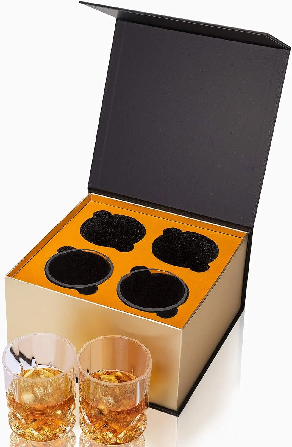 10 Oz Rocks Whiskey Glasses Set of 4 with Luxury Box - Ideal for Scotch, Bourbon, Cocktails - Perfect Men's Gift