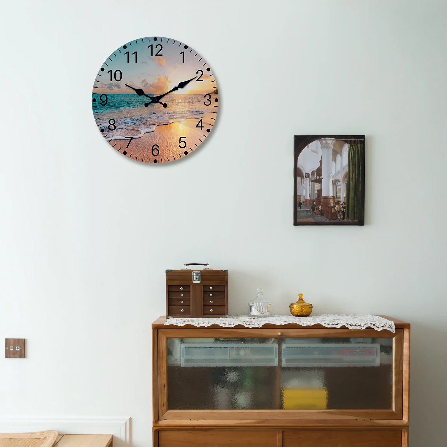 Beach Sea Starfish Shells Blue Wall Clocks Non Ticking