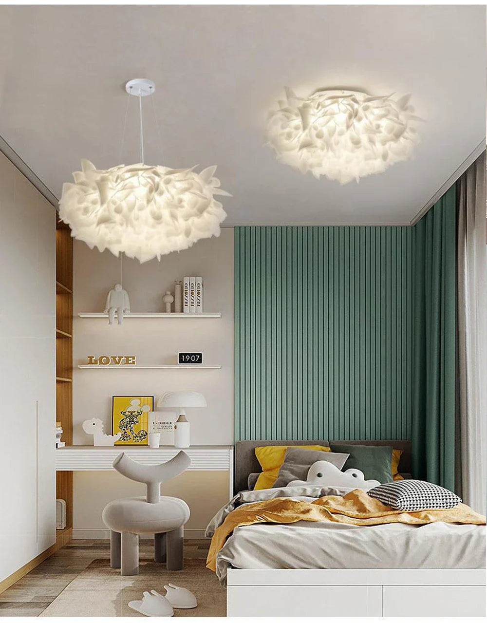 Exquisite Leaves Dimmable LED Ceiling Lights White Remote Control