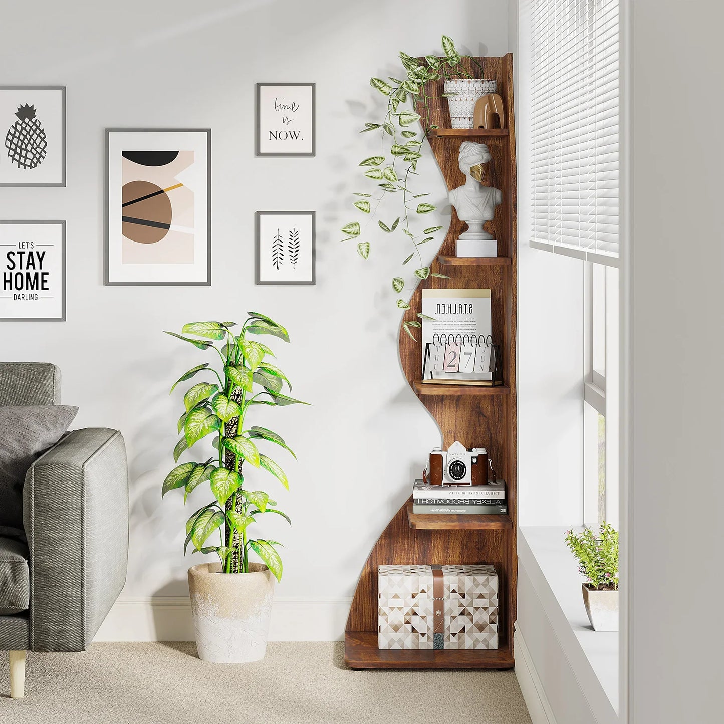 Tribesigns Corner Shelf, Modern 5-Tier Wall
