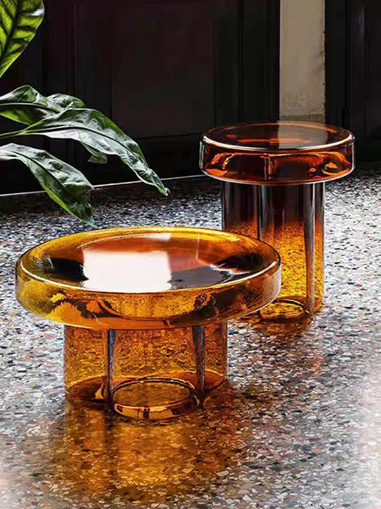 Nordic Creative Glass Coffee Table Living Room Handmade Coffee Table Round