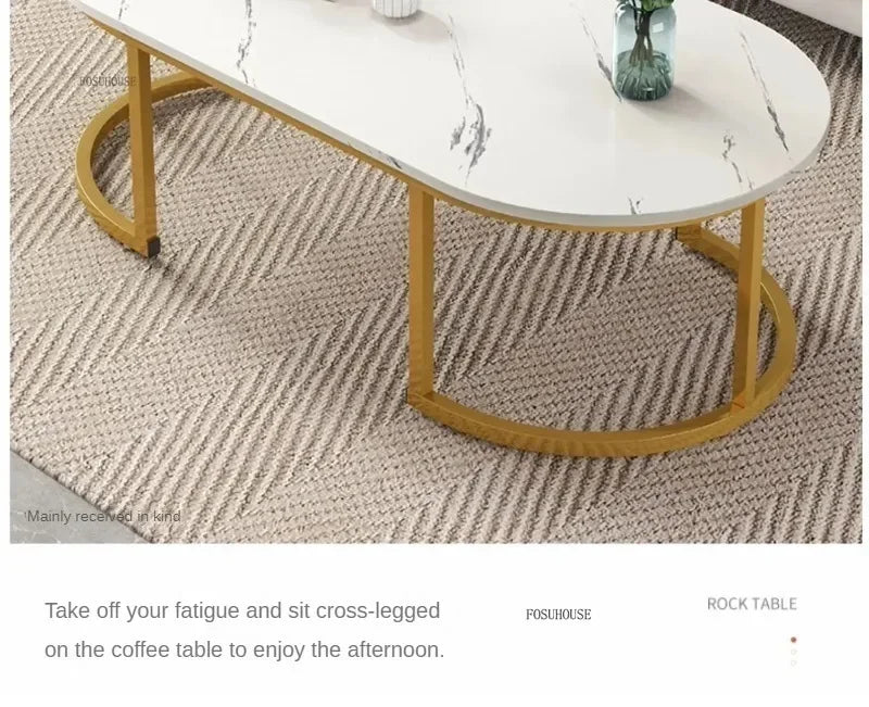 Minimalist Storage Oval  Modern Design Coffee Table