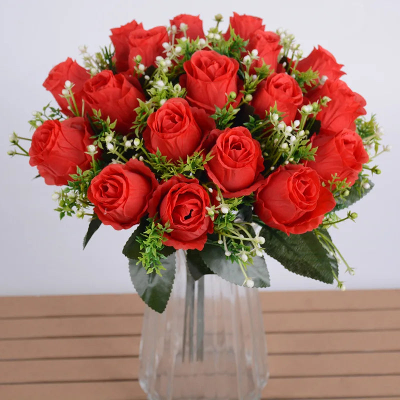 18 Heads Rose Bouquet  Silk  Bouquet Wedding  Flowers