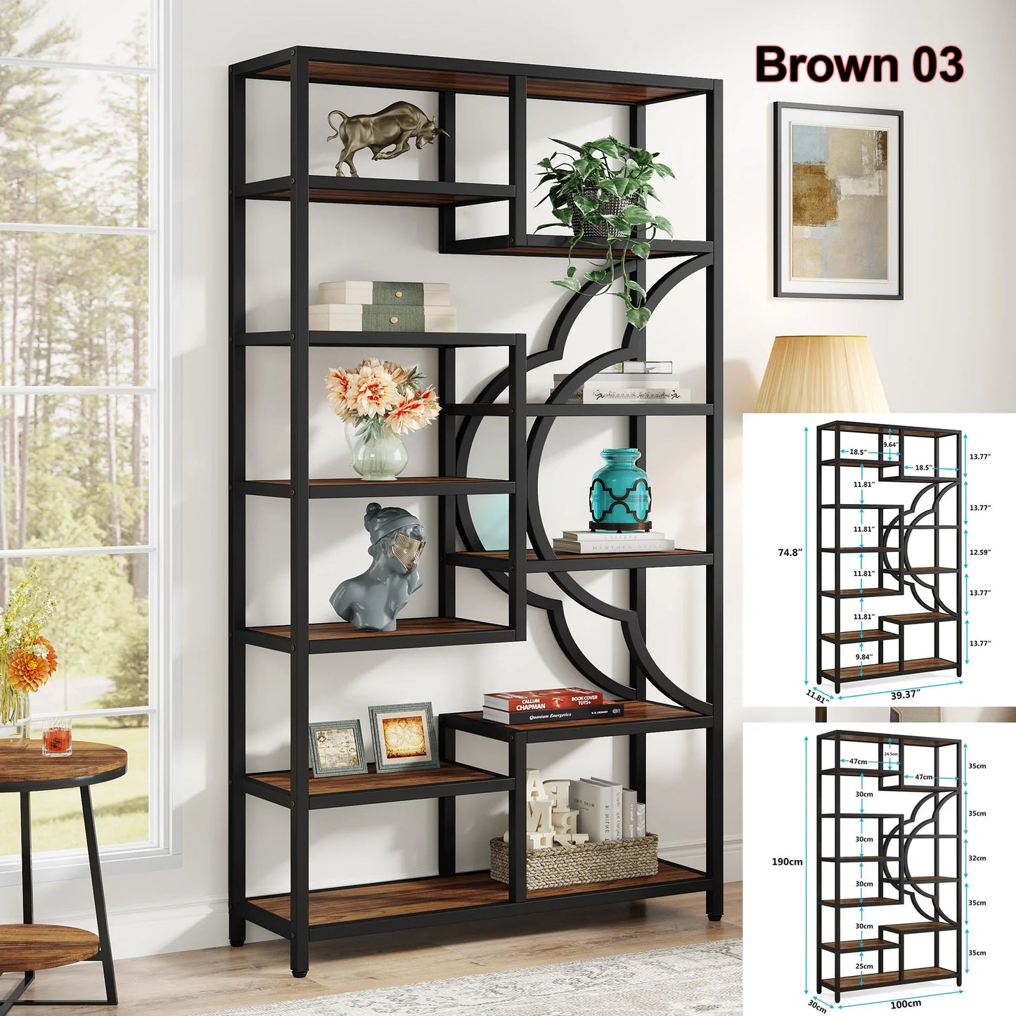 Tribesigns Bookshelf Industrial 5 Tier Etagere Bookcase,