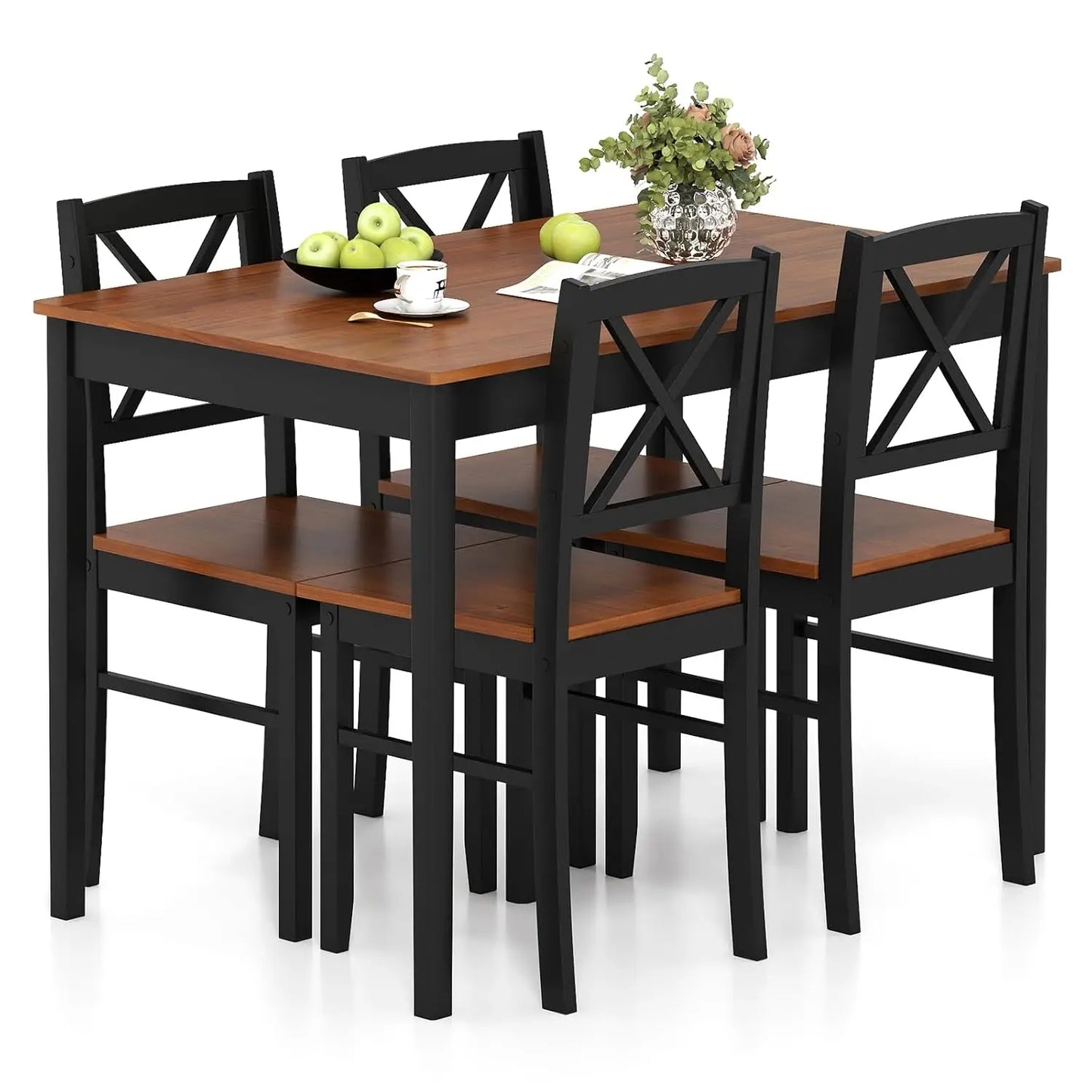 5-Piece Dining Table Set for 4, Rectangular Kitchen Table & 4 Chairs