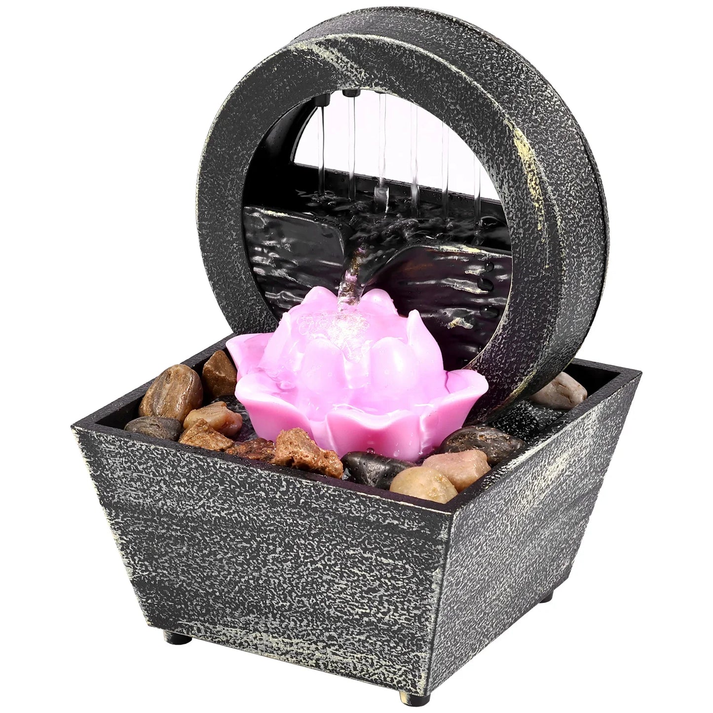Tabletop Waterfall Home Decor  Desktop Fountain with Soft Lights Flowing Water Ornaments