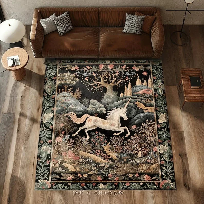 Magic Unicorn Plant Floral Carpet for Living Room Bedroom