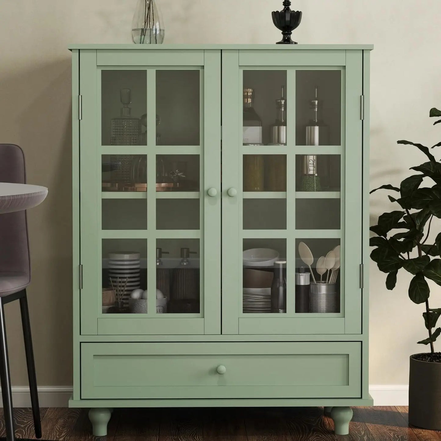 Sideboard Buffet Cabinet,  Entryway Cabinet with Glass Doors Drawer