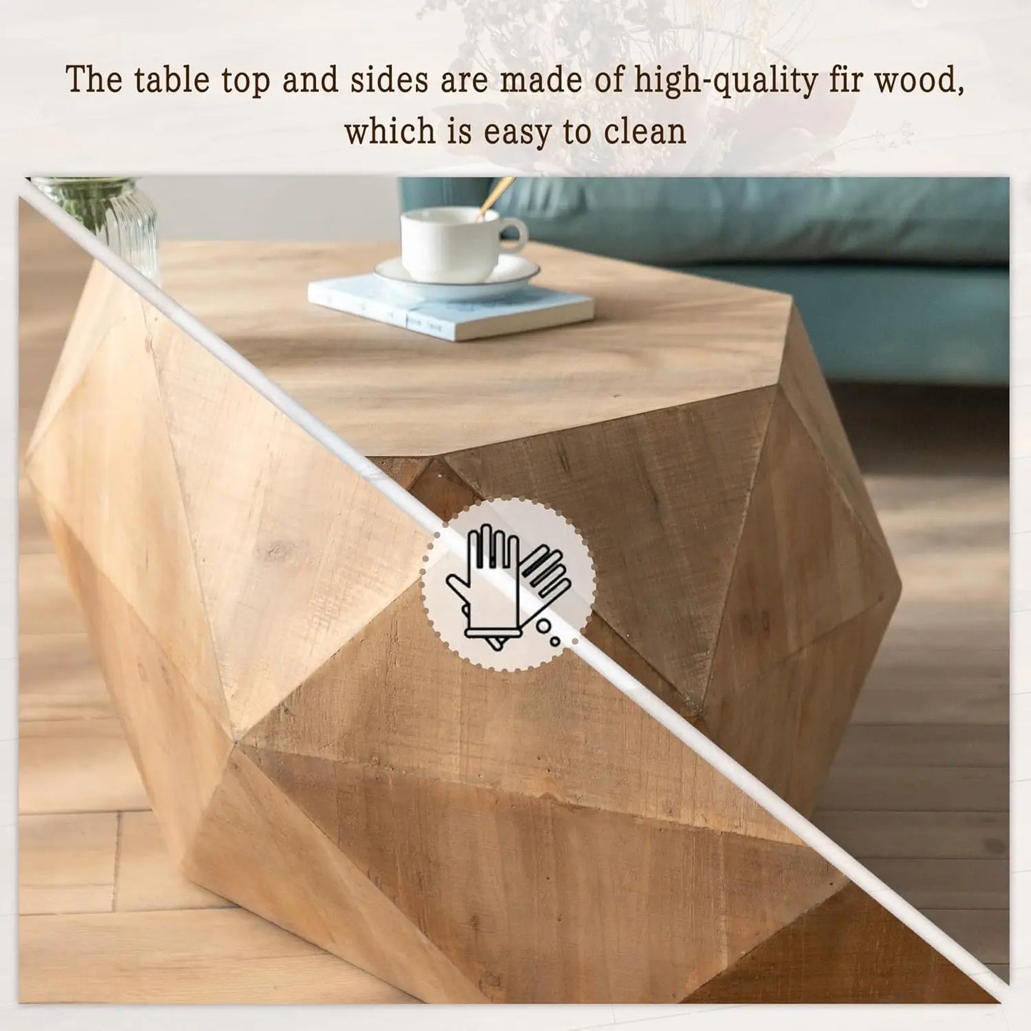 38" Modern Farmhouse Coffee Table, Drum Coffee Table