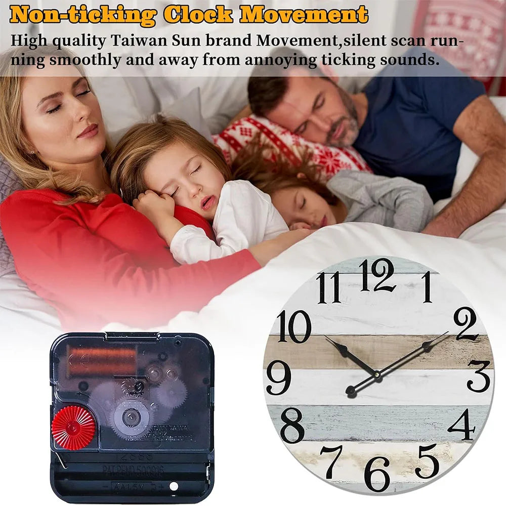 Wall Clock 10 Inch ClockRustic Wall Clocks Battery Operated,SilentNon Ticking Wooden
