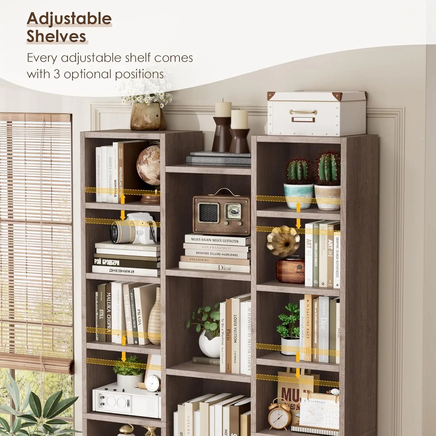 Hot sales[New Arrival!]Triple Wide 8 Tier Media Storage Tower Rack, with Adjustable Shelves,
