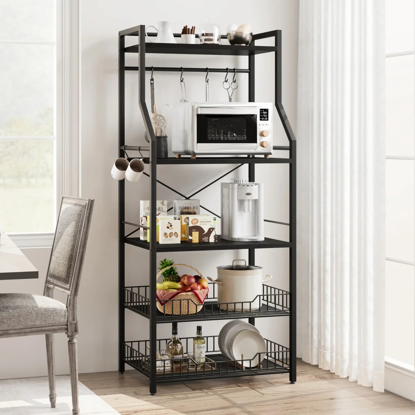 Kitchen Bakers Rack Microwave Oven Stand Coffee Bar Station