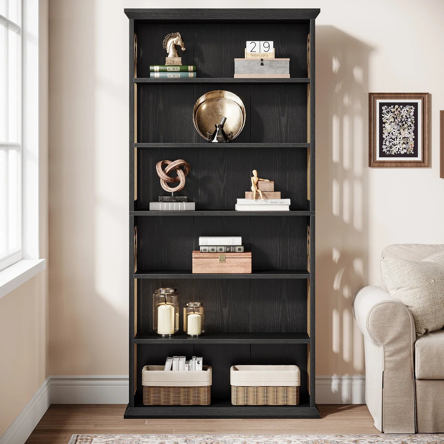 Tribesigns 6-Tier Bookshelf, 75-Inch Tall Bookcase,  Freestanding Display Shelves,