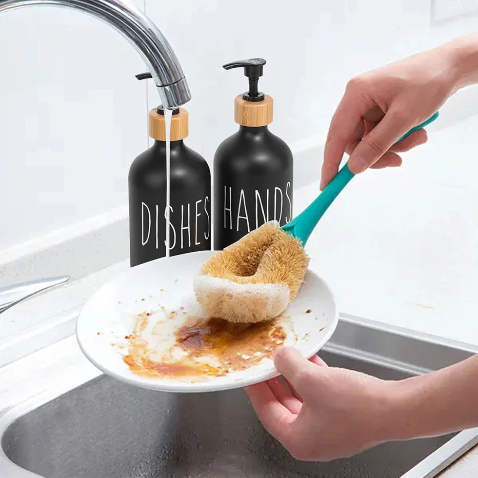 Black Dish Soap Dispenser Set