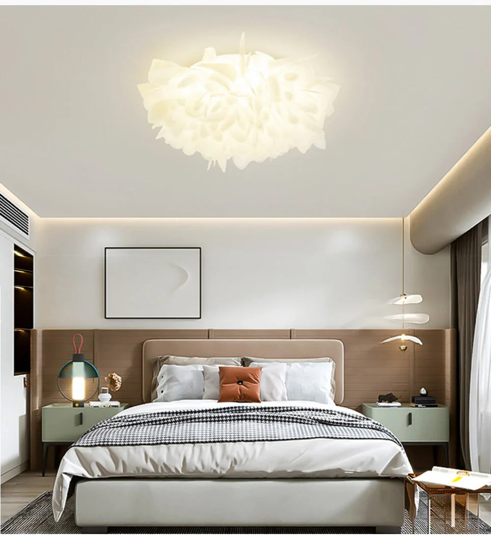 Exquisite Leaves Dimmable LED Ceiling Lights White Remote Control