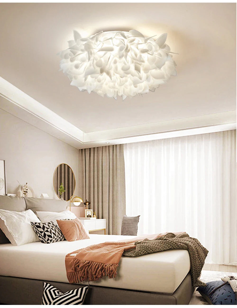 Exquisite Leaves Dimmable LED Ceiling Lights White Remote Control