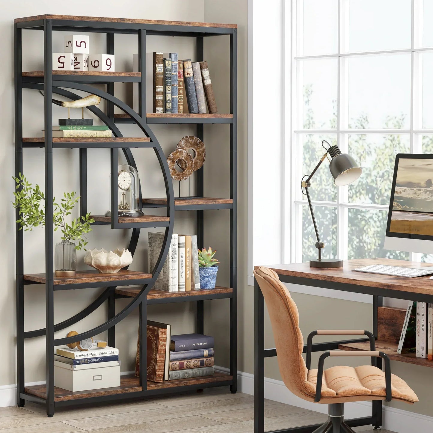 Tribesigns Bookshelf Industrial 5 Tier Etagere Bookcase,