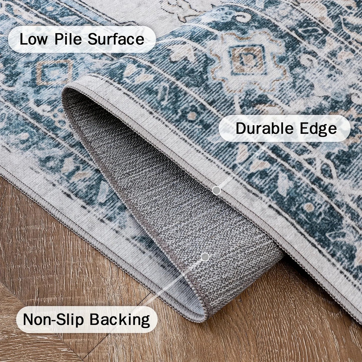 Area Rugs for Living Room, Machine Washable Non Slip Vintage Retro Rugs,