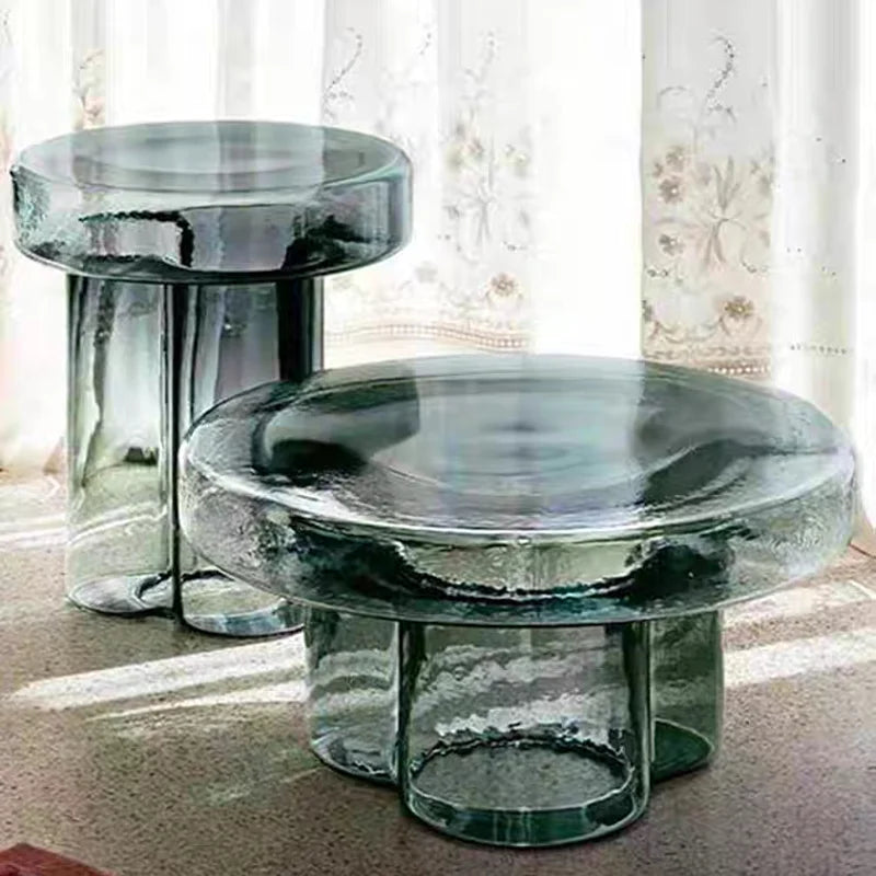 Nordic Creative Glass Coffee Table Living Room Handmade Coffee Table Round