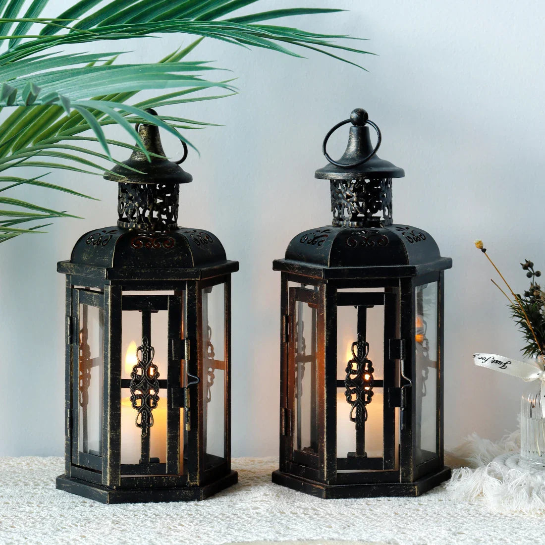Vintage Nordic Candle Holder Lanterns Candles Aesthetic Hanging Lantern