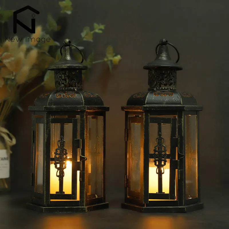 Vintage Nordic Candle Holder Lanterns Candles Aesthetic Hanging Lantern
