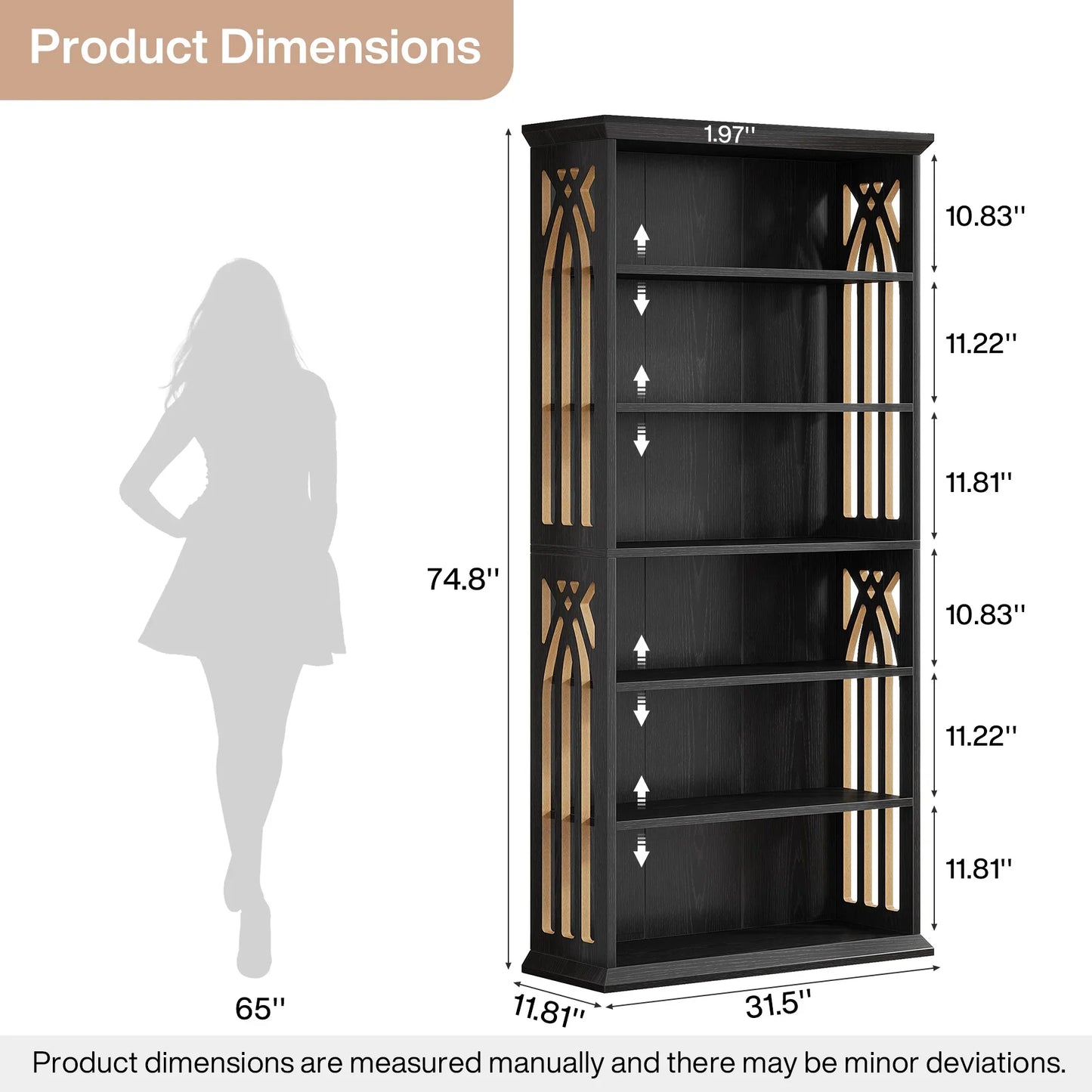 Tribesigns 6-Tier Bookshelf, 75-Inch Tall Bookcase,  Freestanding Display Shelves,