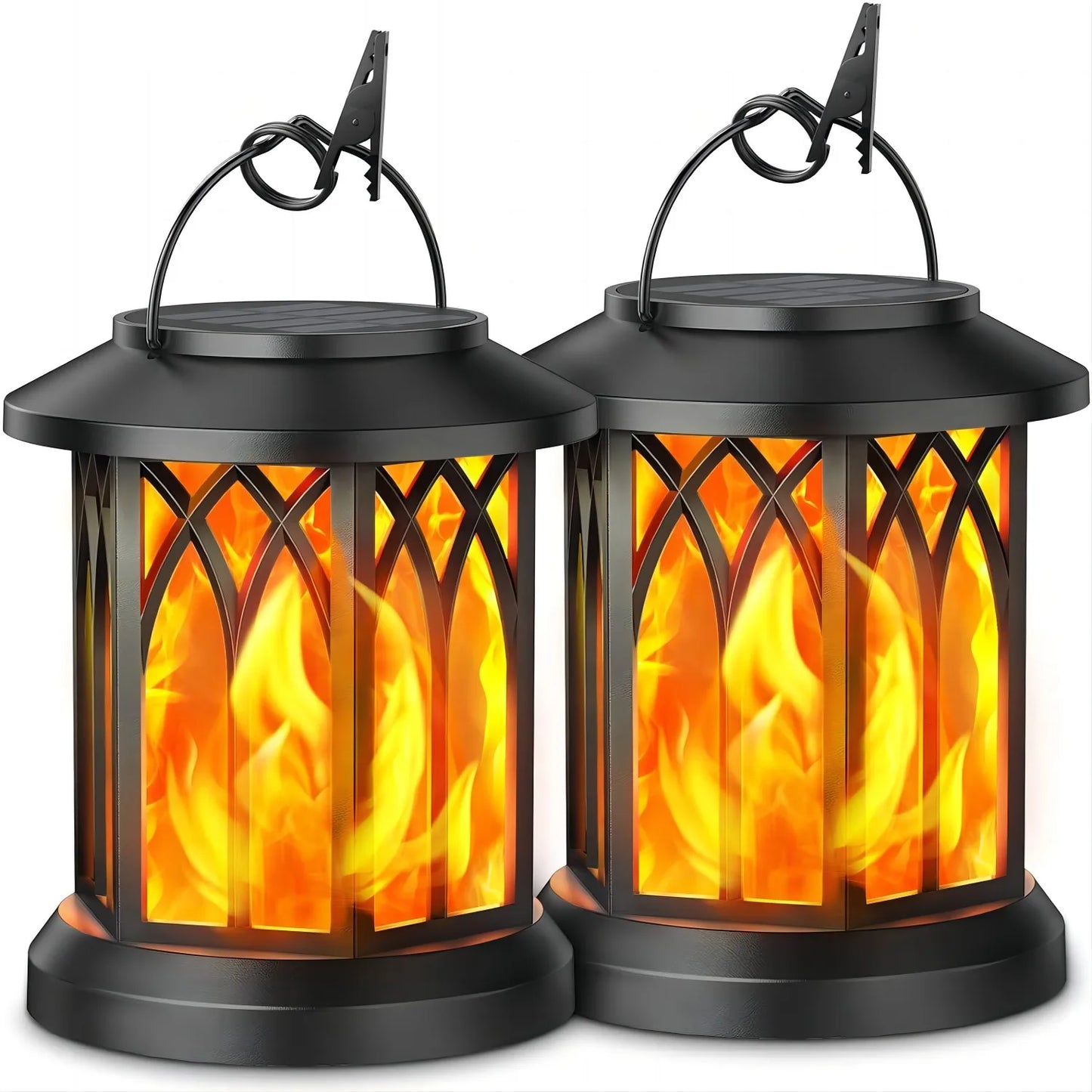 2 Pack Solar Hanging Lights Outdoor for Garden, Bronze/Black