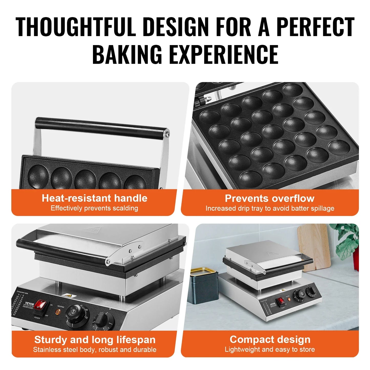 SucceBuy Electric Waffle Maker 25PCS Mini Dutch Pancake Maker Kitchen Home Appliance