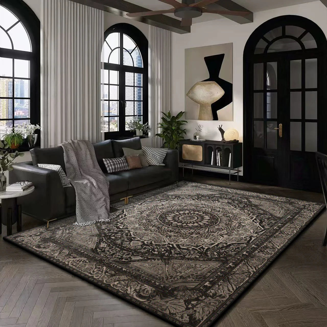 Large Modern Area Rug for Living Room  Plush Non-Slip Floor Machine Washable