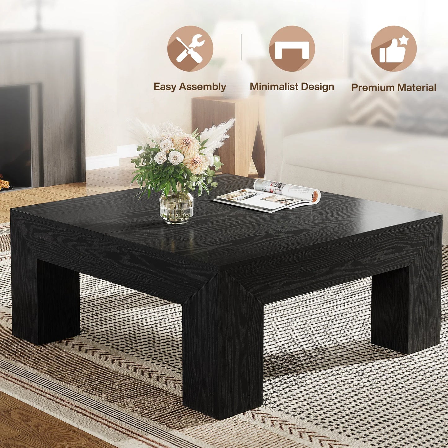 Tribesigns 39.4-Inch Square Coffee Table for Living Room, Farmhouse