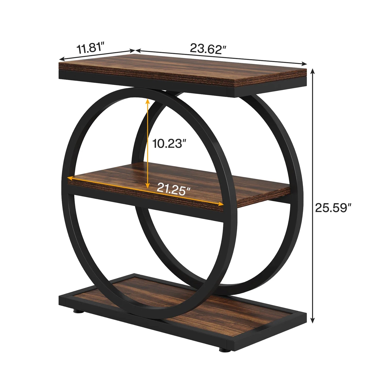 Tribesigns End Table, Narrow End Table with 3 Storage Shelves,
