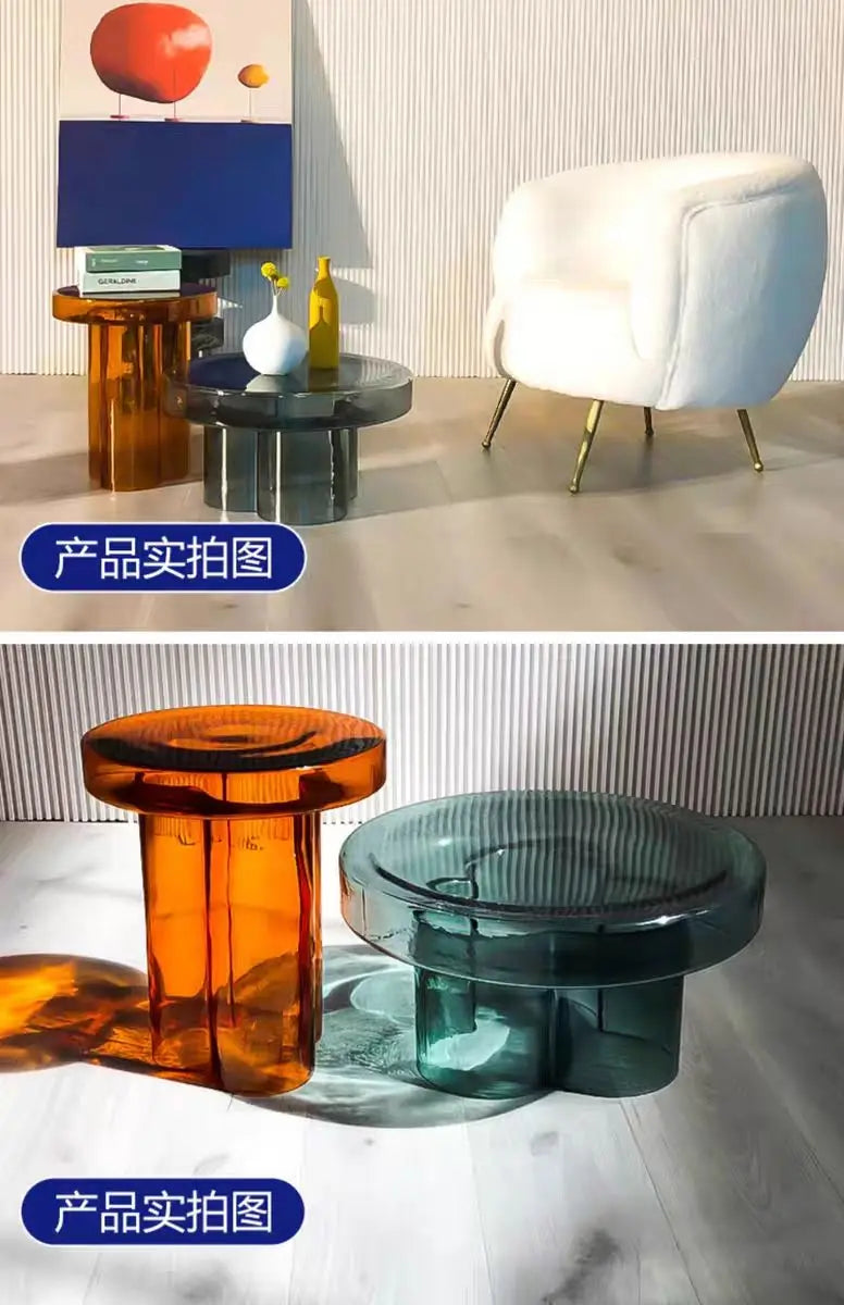 Nordic Creative Glass Coffee Table Living Room Handmade Coffee Table Round