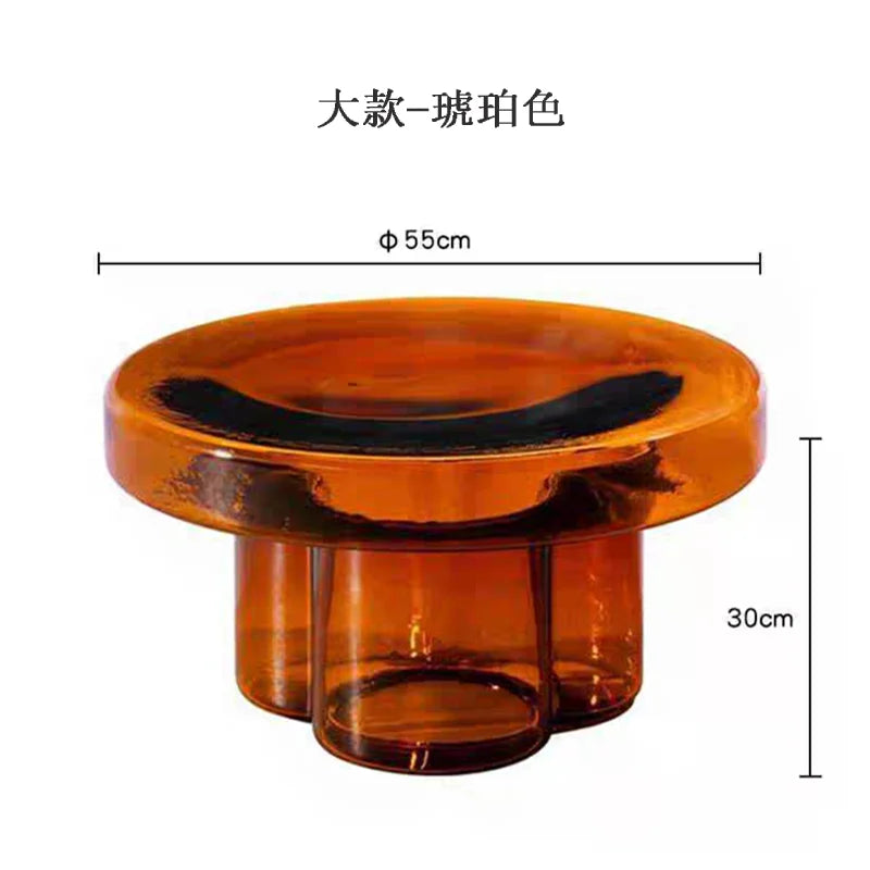 Nordic Creative Glass Coffee Table Living Room Handmade Coffee Table Round