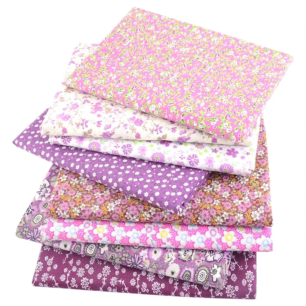 8PCS Pack Square Multicolor Printed Cotton Fabric For Sewing Quilt