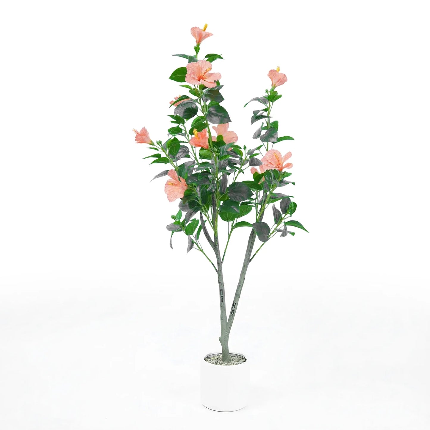1Pcs  Hibiscus Artificial Tree Faux Tree with Red Hibiscus Flowers  for Front Porch Office Home