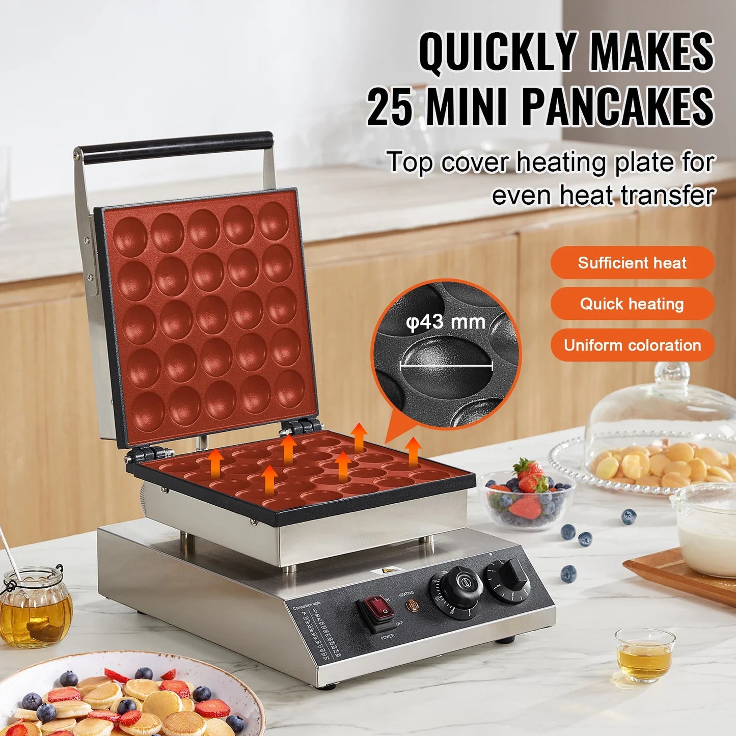 SucceBuy Electric Waffle Maker 25PCS Mini Dutch Pancake Maker Kitchen Home Appliance