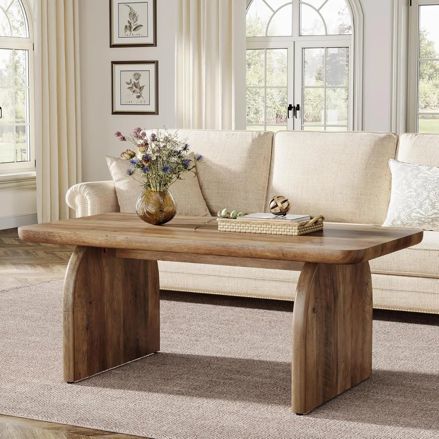 Rectangle Coffee Table,, Farmhouse Accent Center Low Cocktail