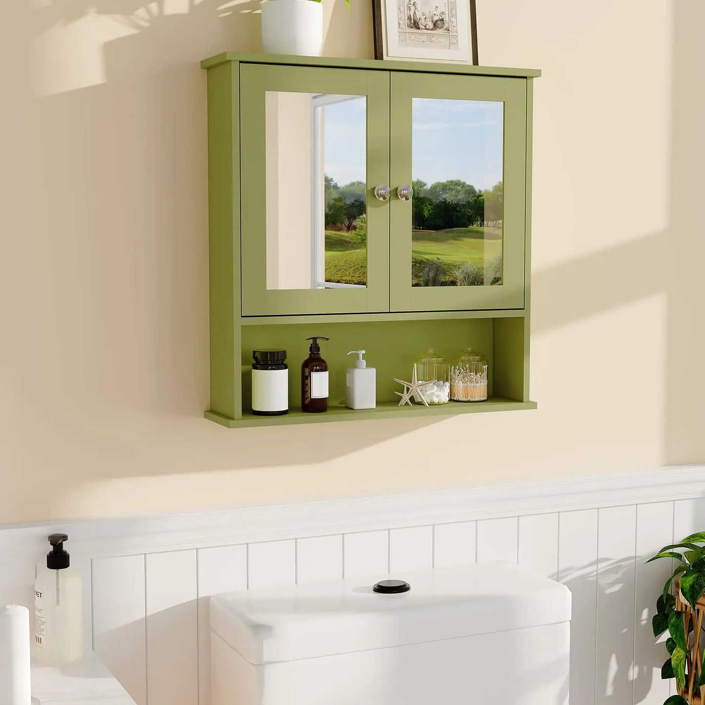 Wall Mounted Medicine Cabinet With Mirror, Adjustable Shelves, Over Toilet Storage, Rustic Cabinet