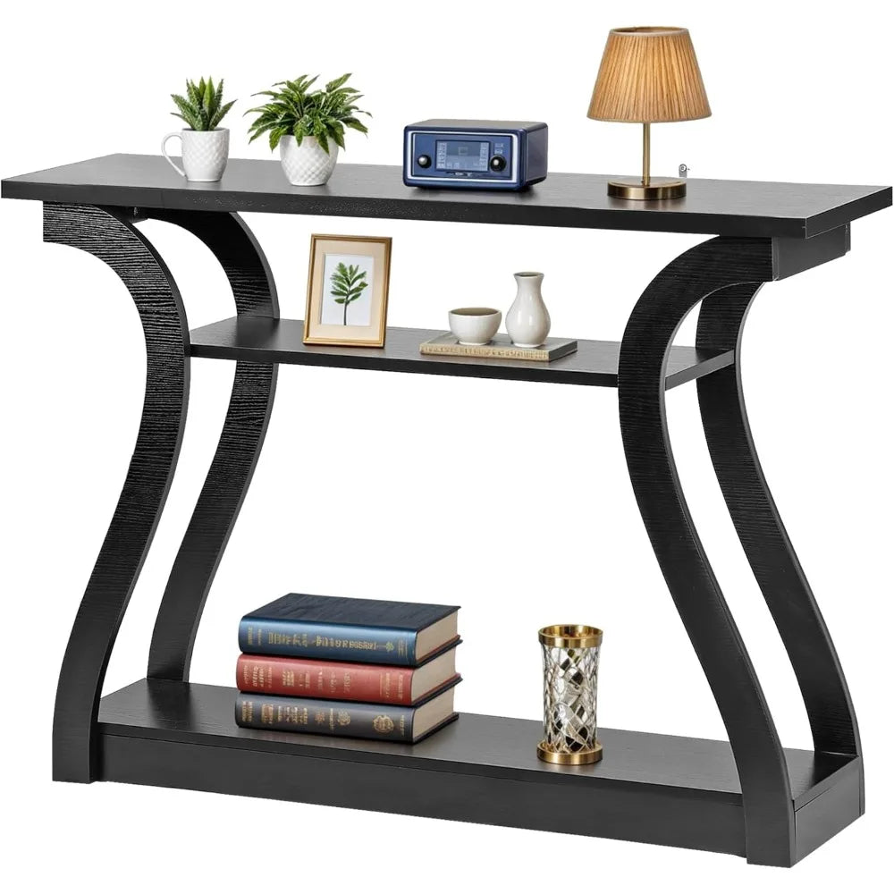Console Table, Entryway Table with 3 Tier Storage Shelves,