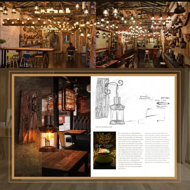 Antique New Style Industrial Wood Wall Sconce Light