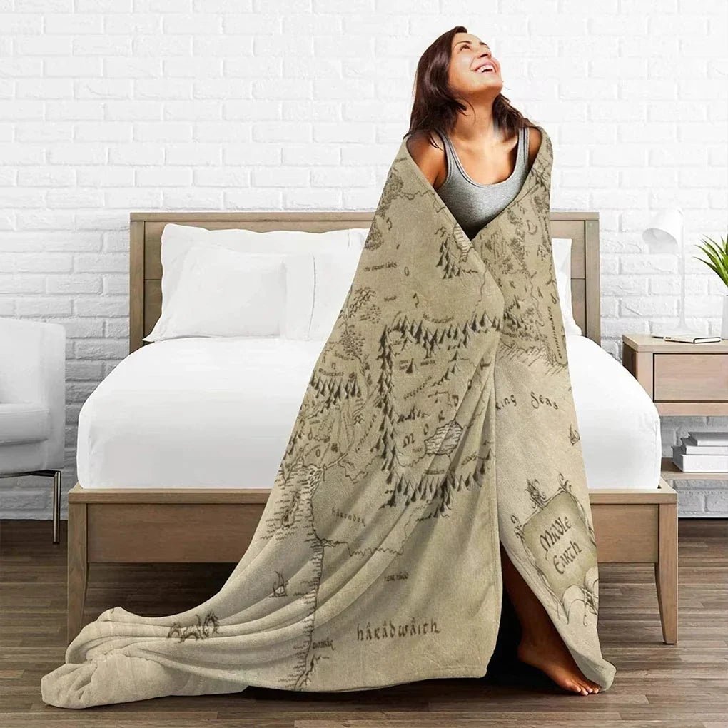 Middle Earth Map Lord Of Ring Style Blanket